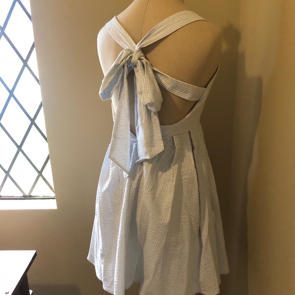 Lauren James Seersucker Dress bow on back